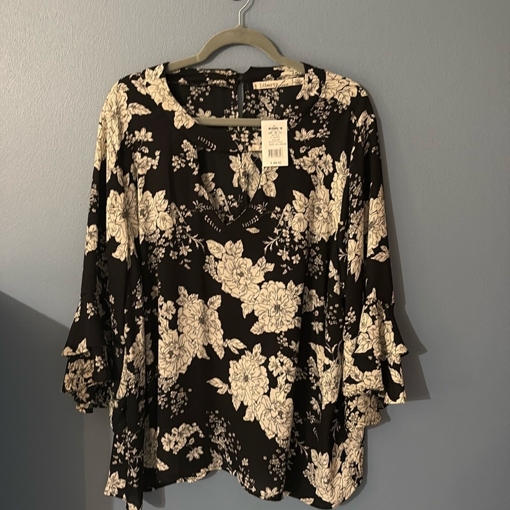 NWT Liberty Love Black Floral Blouse